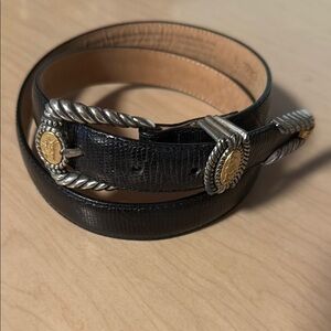 Brighton Black and Silver Western Belt with Coin Medallion